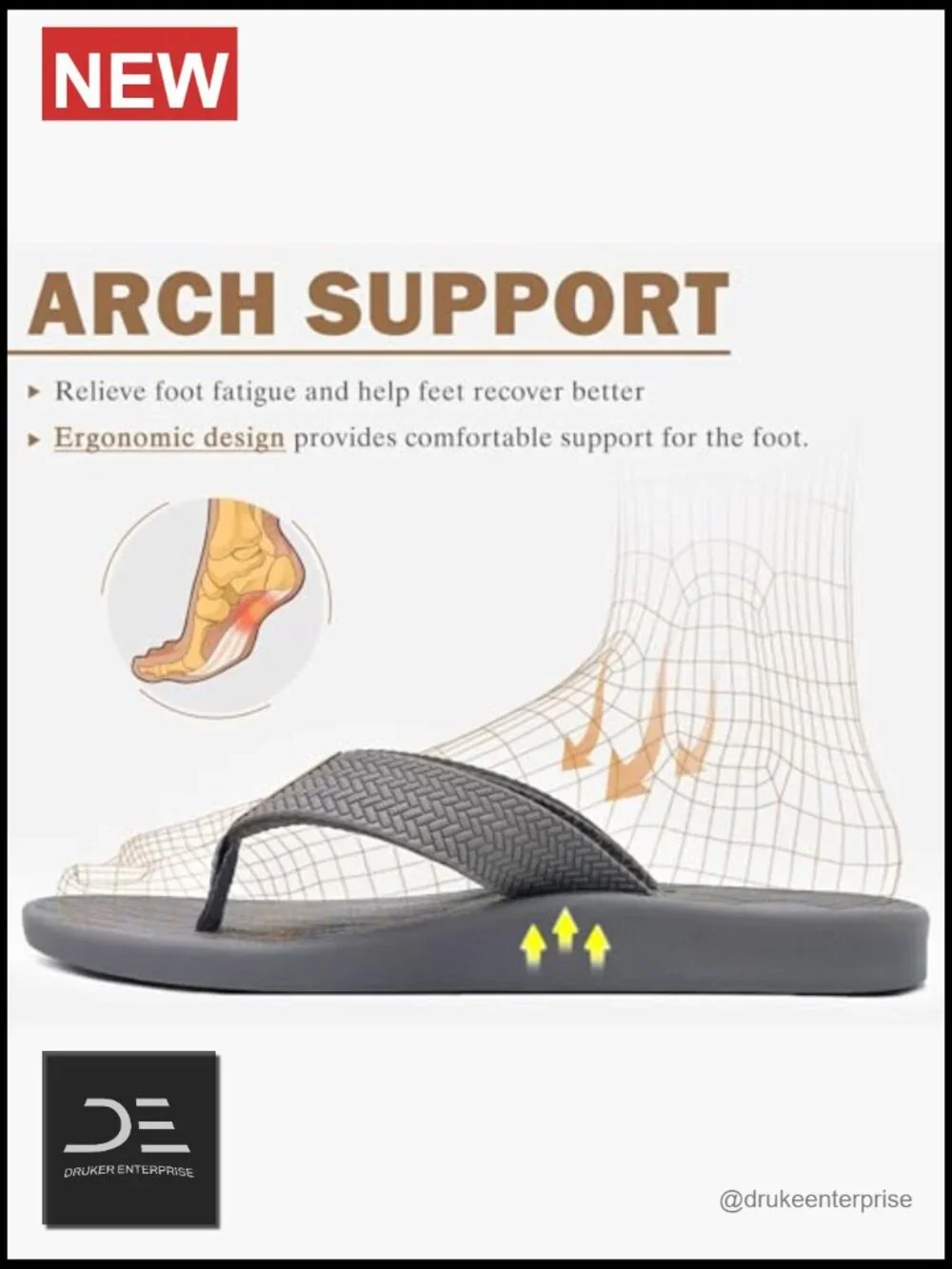 Mens Flip Flops Arch Support Comfortable Summer Beach Thong Sandals Yoga Foam